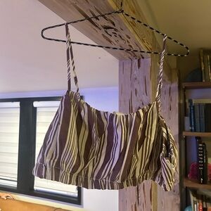 H&M Striped Brown and White Crop Top